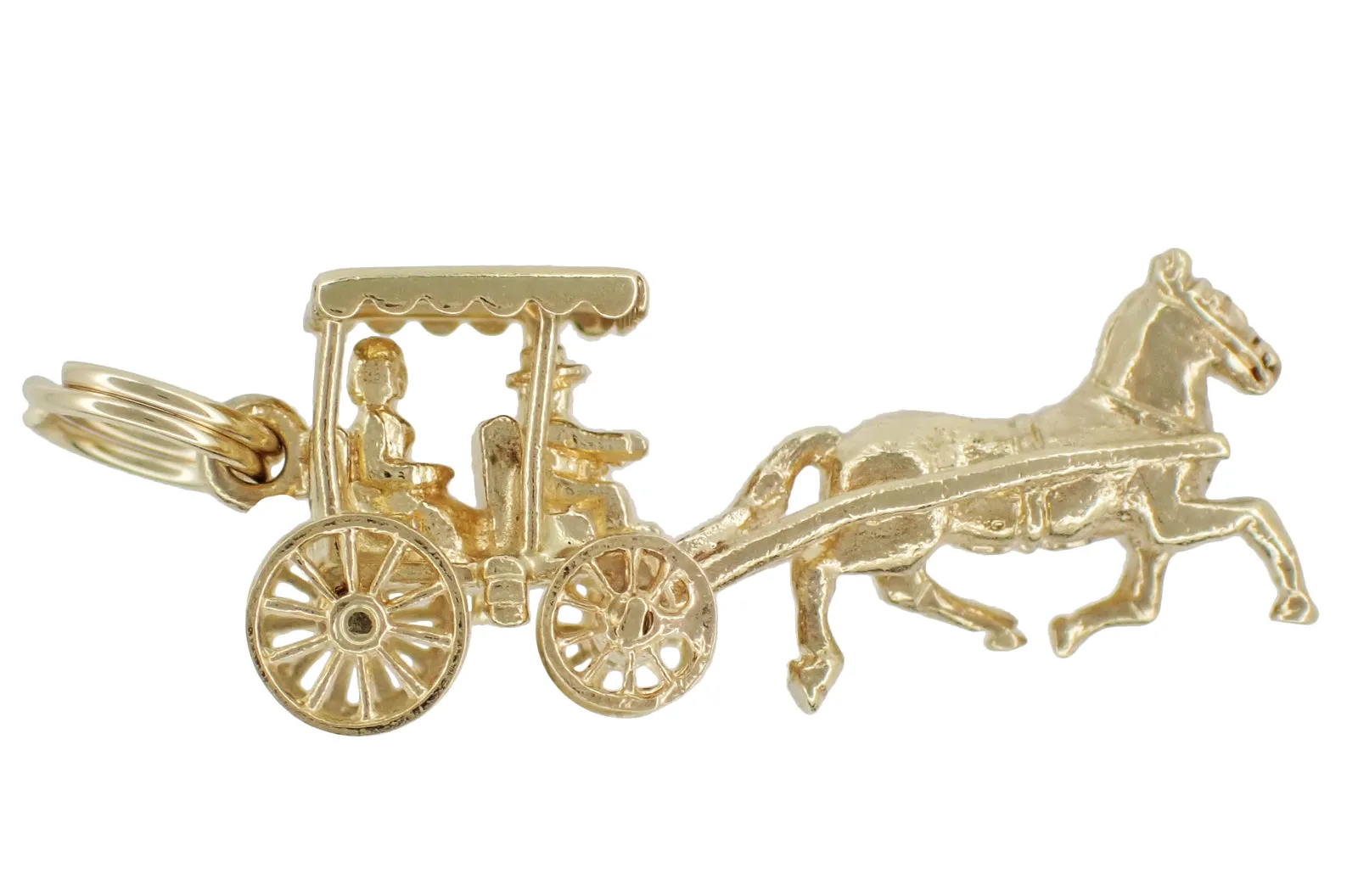 Bahamas Horse Drawn Carriage Movable Vintage Charm in 9 Karat Gold