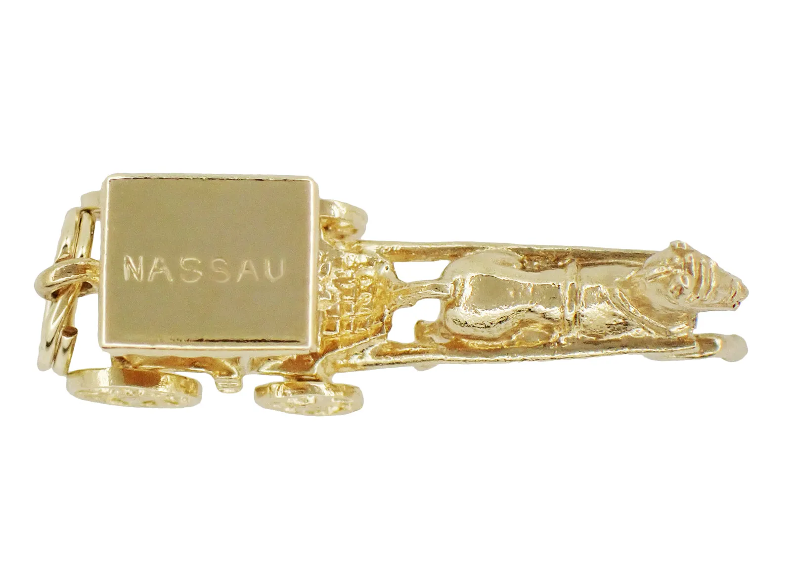 Bahamas Horse Drawn Carriage Movable Vintage Charm in 9 Karat Gold