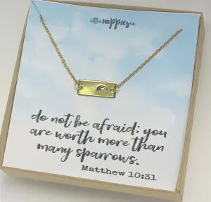 Bar necklace, gift for her, Christian gift, encouragement, rainbow necklace, Christian jewelry, miscarriage gift, sympathy gift, grief