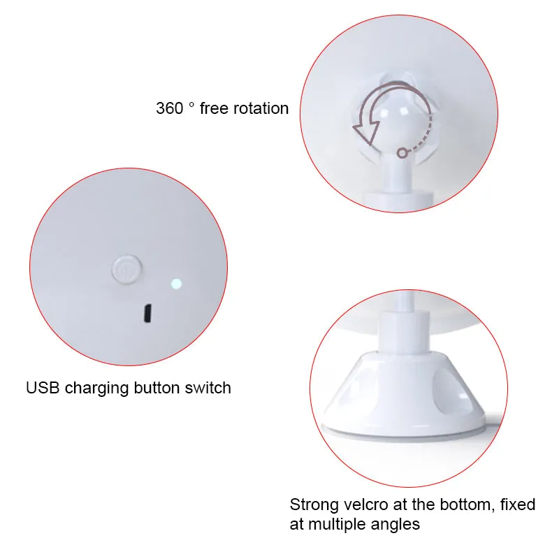 Bathroom mirror with lights and 5X,7X,10X magnifying suction up on wall