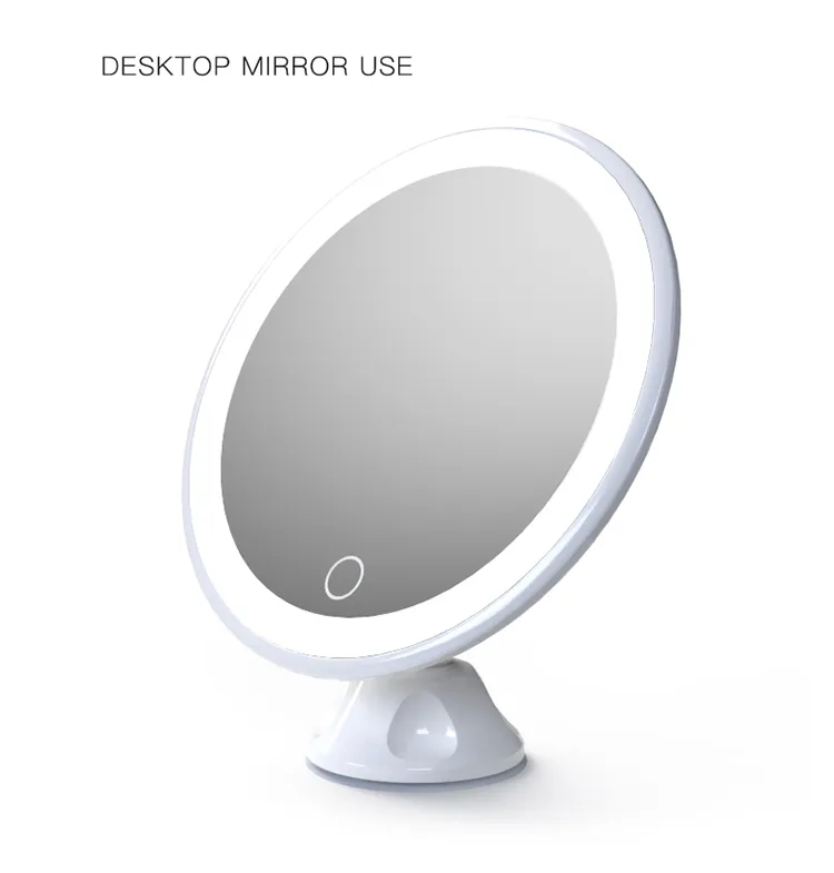 Bathroom mirror with lights and 5X,7X,10X magnifying suction up on wall