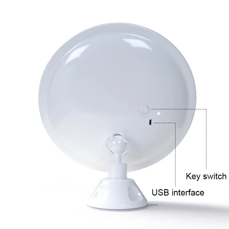Bathroom mirror with lights and 5X,7X,10X magnifying suction up on wall