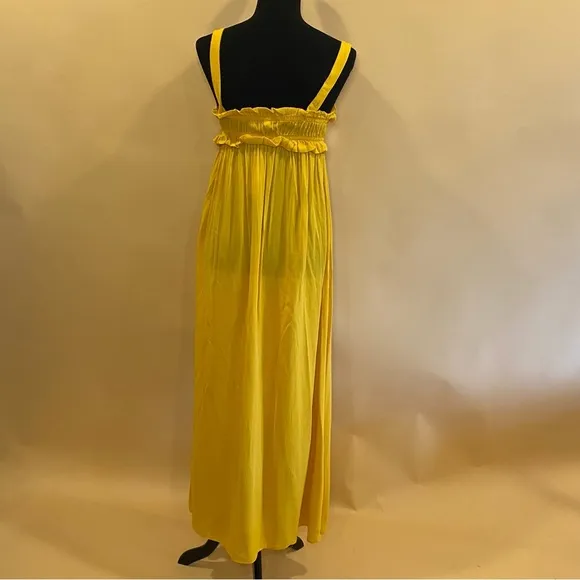 BB Dakota by Steve Madden Sunflower Yellow Grooves Sleeveless Maxi Dress Size S