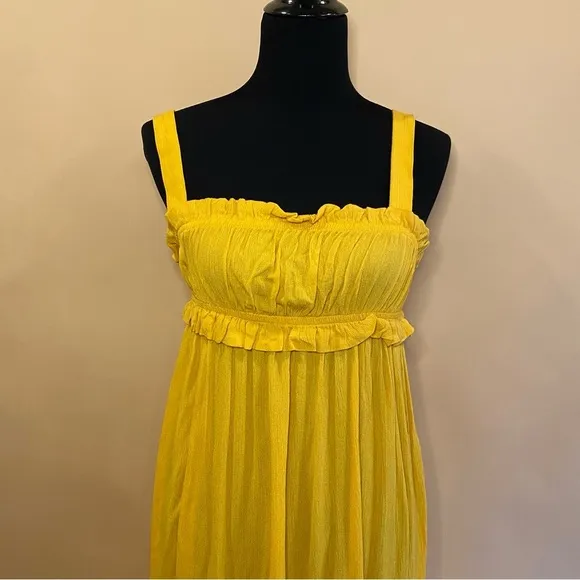 BB Dakota by Steve Madden Sunflower Yellow Grooves Sleeveless Maxi Dress Size S
