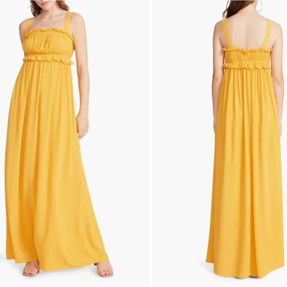 BB Dakota by Steve Madden Sunflower Yellow Grooves Sleeveless Maxi Dress Size S