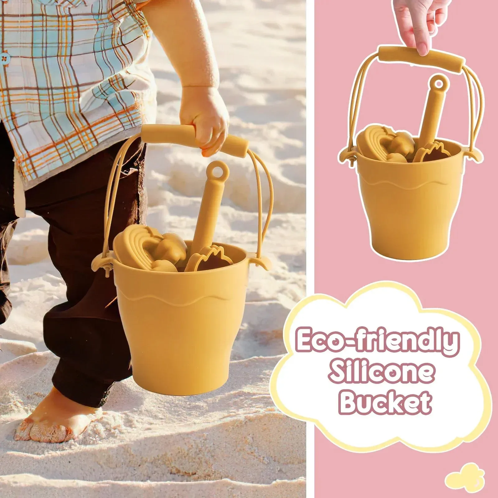 Beach Bucket Sand Fun - Silicone Beach Set