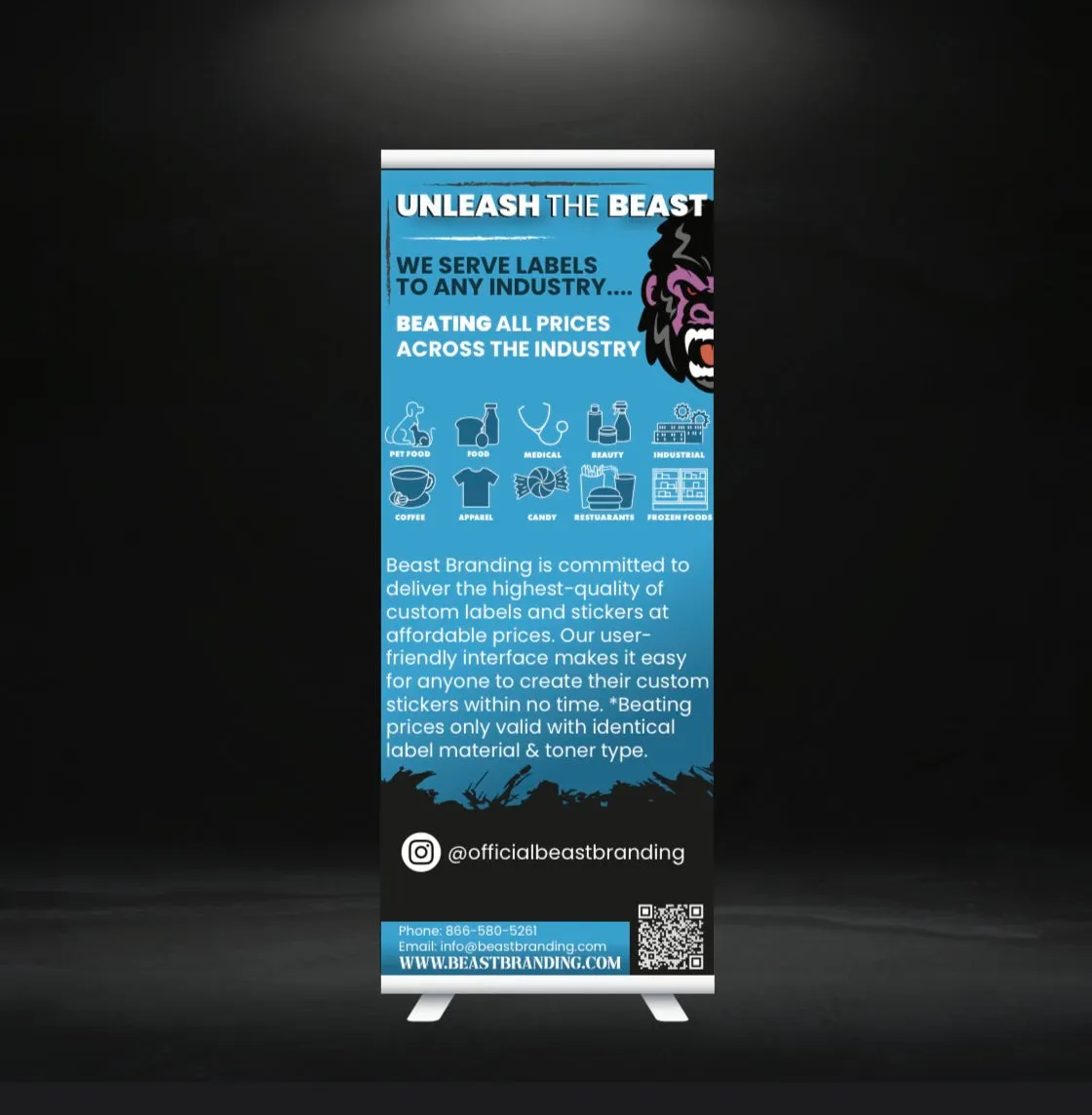 Beast Branding CUSTOM PRINTED Retractable Banner with Stand