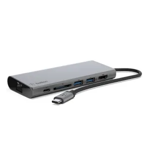 Belkin USB-C Multimedia Hub with 60W Power Delivery - (F4U092btSGY), 1x HDMI 4K, 1x USB-C, 2x USB-A, 1xSD, 1xGB Ethernet, 5Gbps TS, 2 Years Warranty