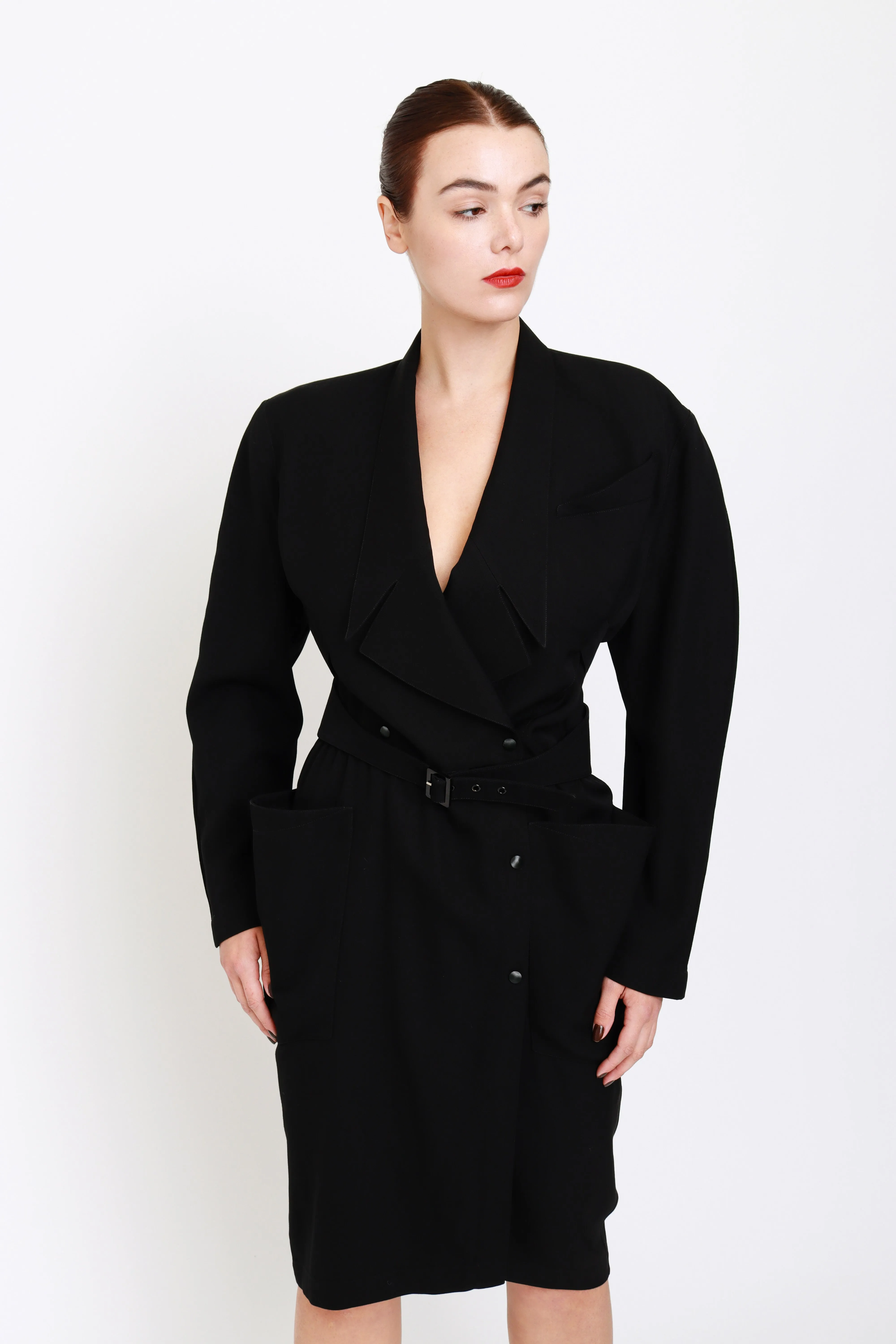 Belted Tuxedo Dress