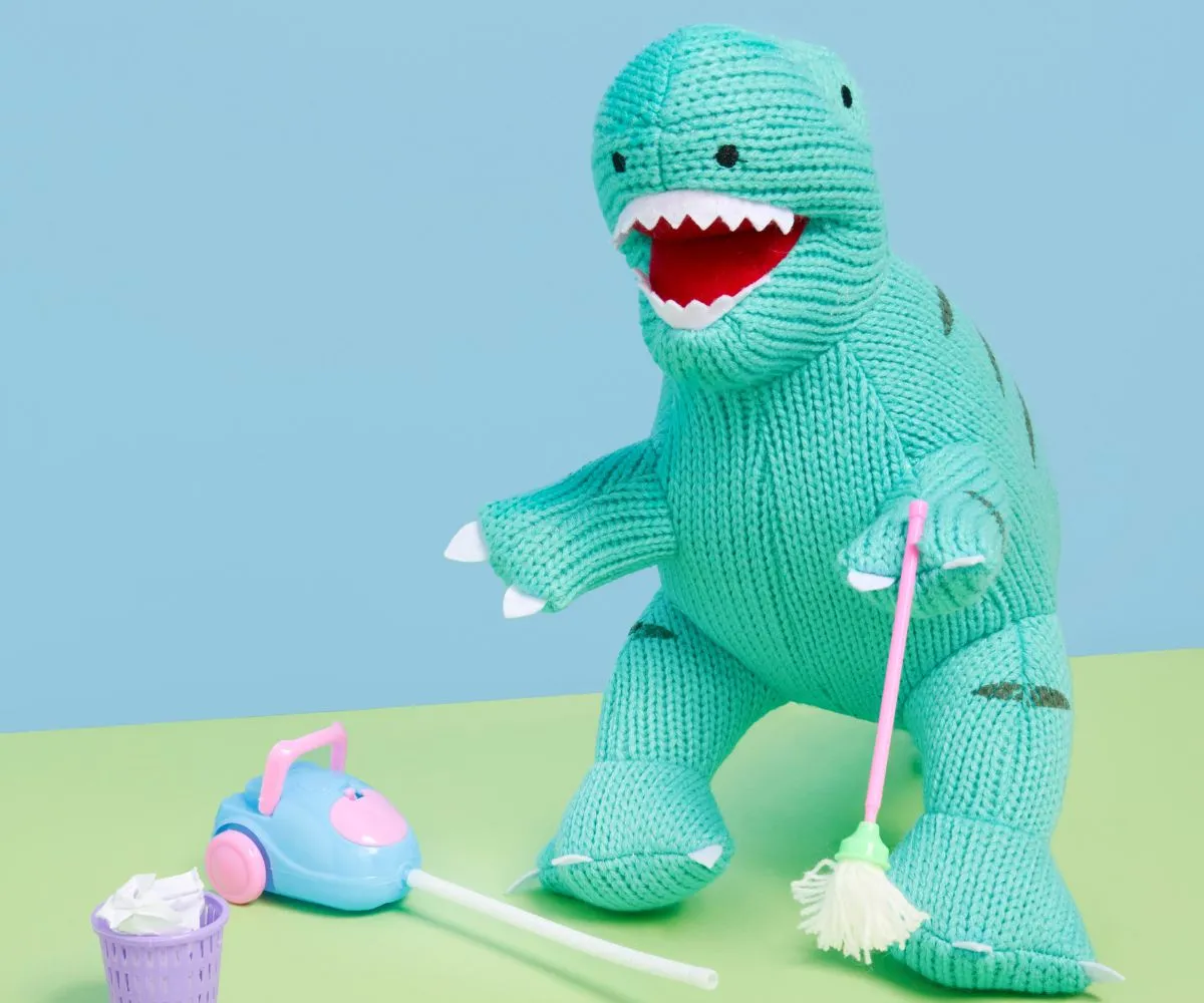 Best Years Knitted Ice Blue T-Rex Dinosaur