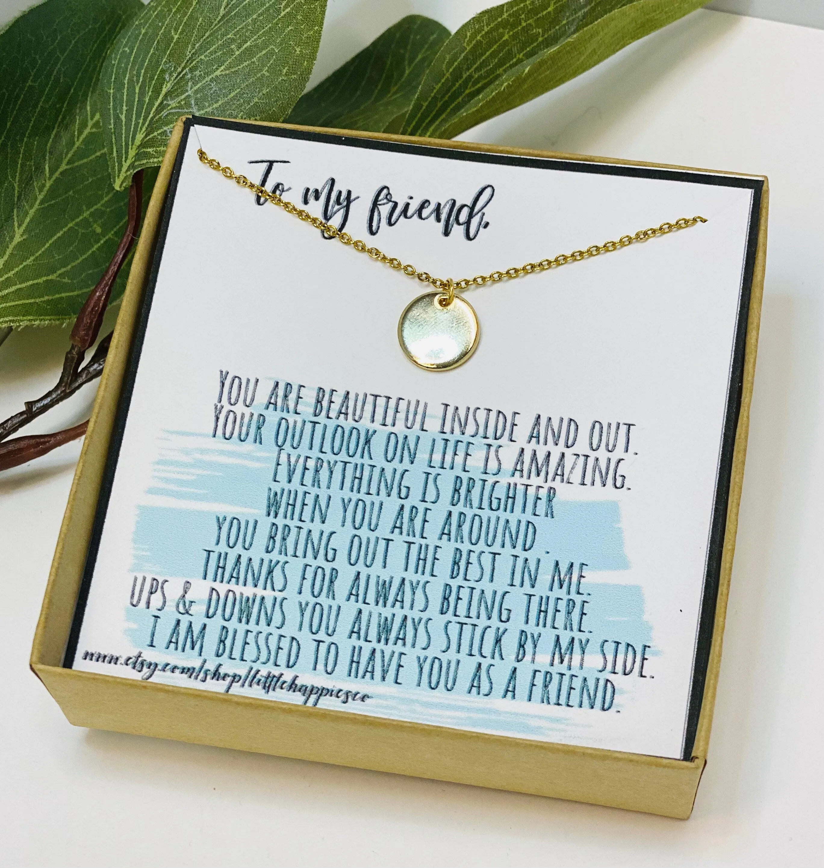 BFF Gifts, Quotes, Small Gifts for Women, Friend Birthday, Disc Necklace, Dainty Necklace, Layering Necklace, BFF Necklace, Best Friend Gift