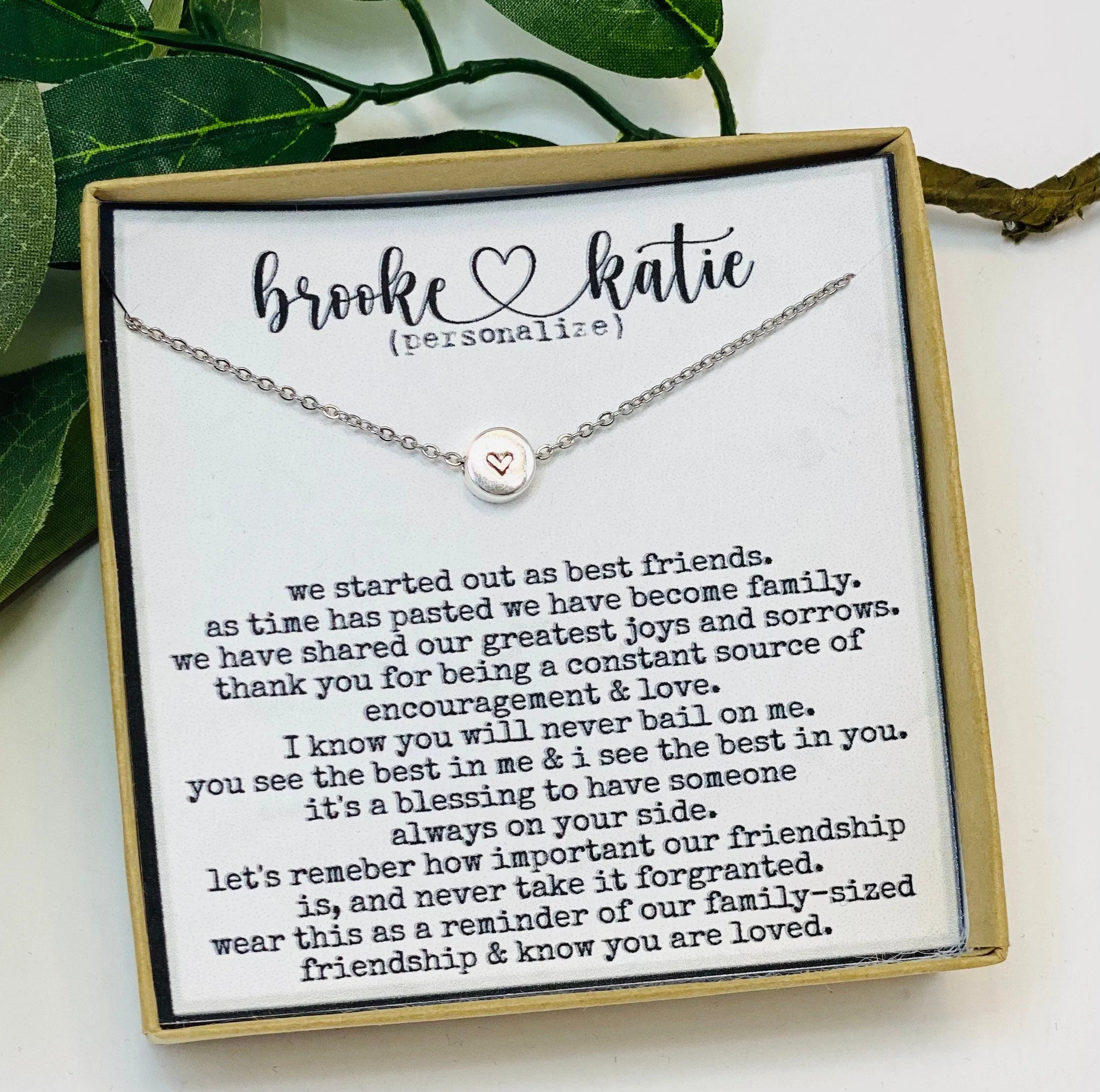 BFF Necklace, Personalized Name Necklace, Gift for Best Friend, Friend Gifts for women, Friend Quotes, Friend gift, Christmas Gift