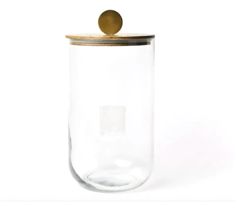 Big Wooden Lid Happy Everything Glass Jar