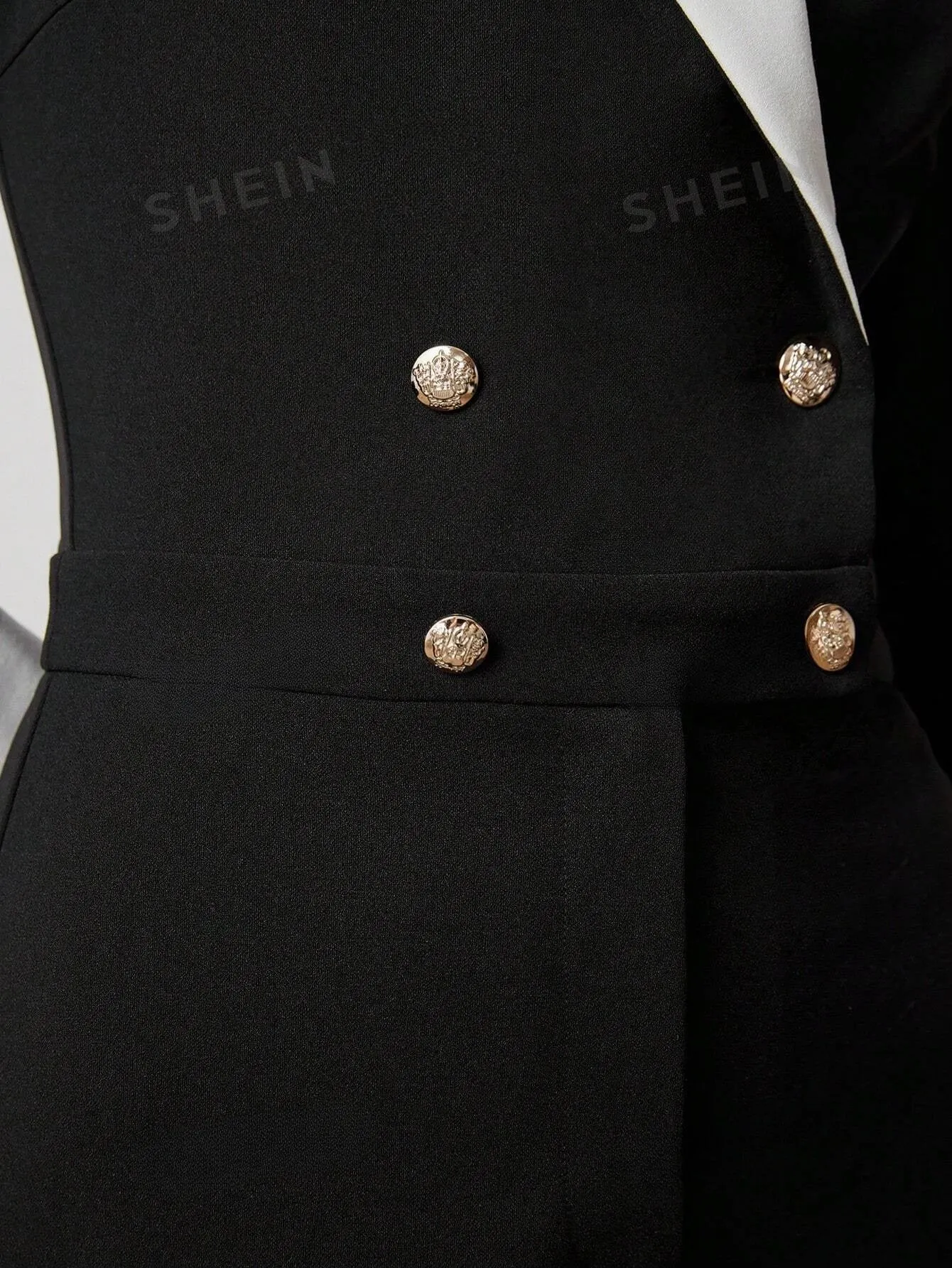 BIZwear Ladies' Contrast Color Double Breasted Jumpsuit Office Wear