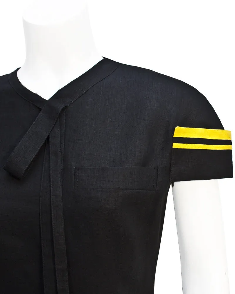Black and yellow linen dress