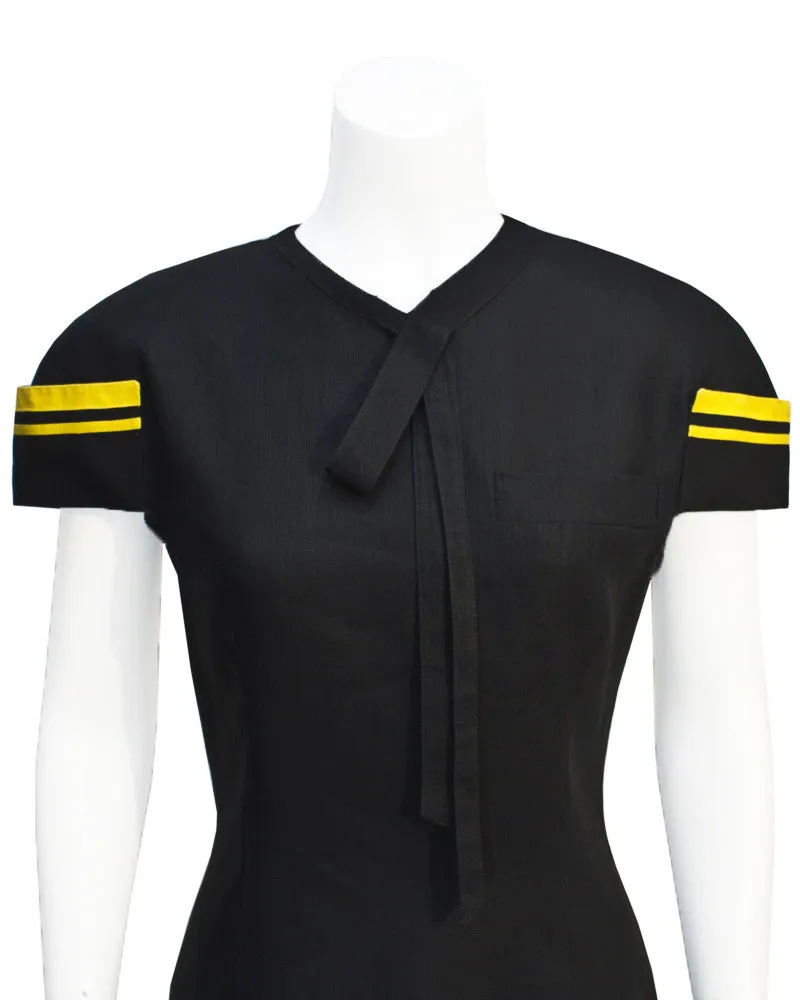 Black and yellow linen dress