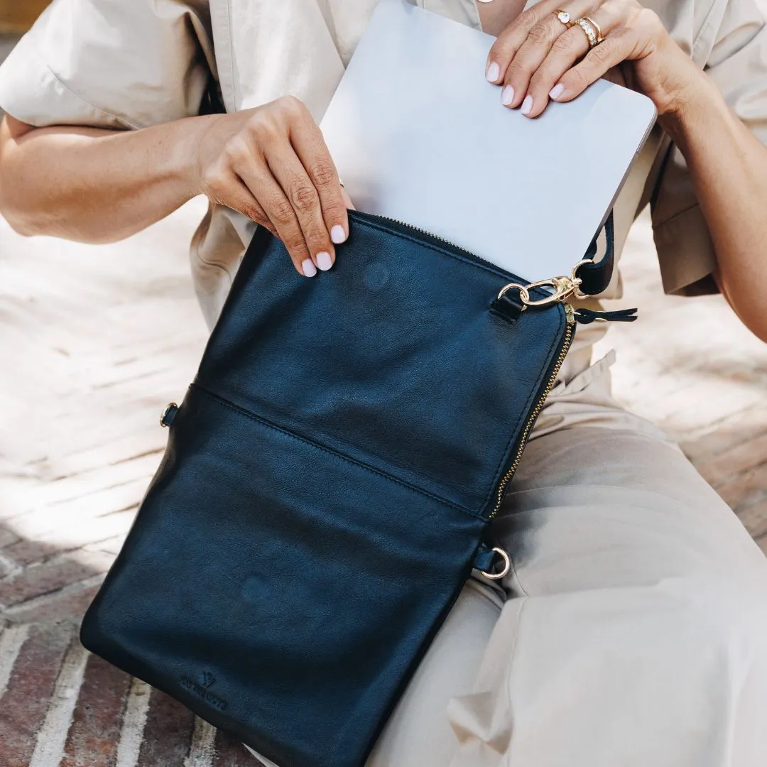 Black Convertible Laptop Bag (w Gold Fittings)
