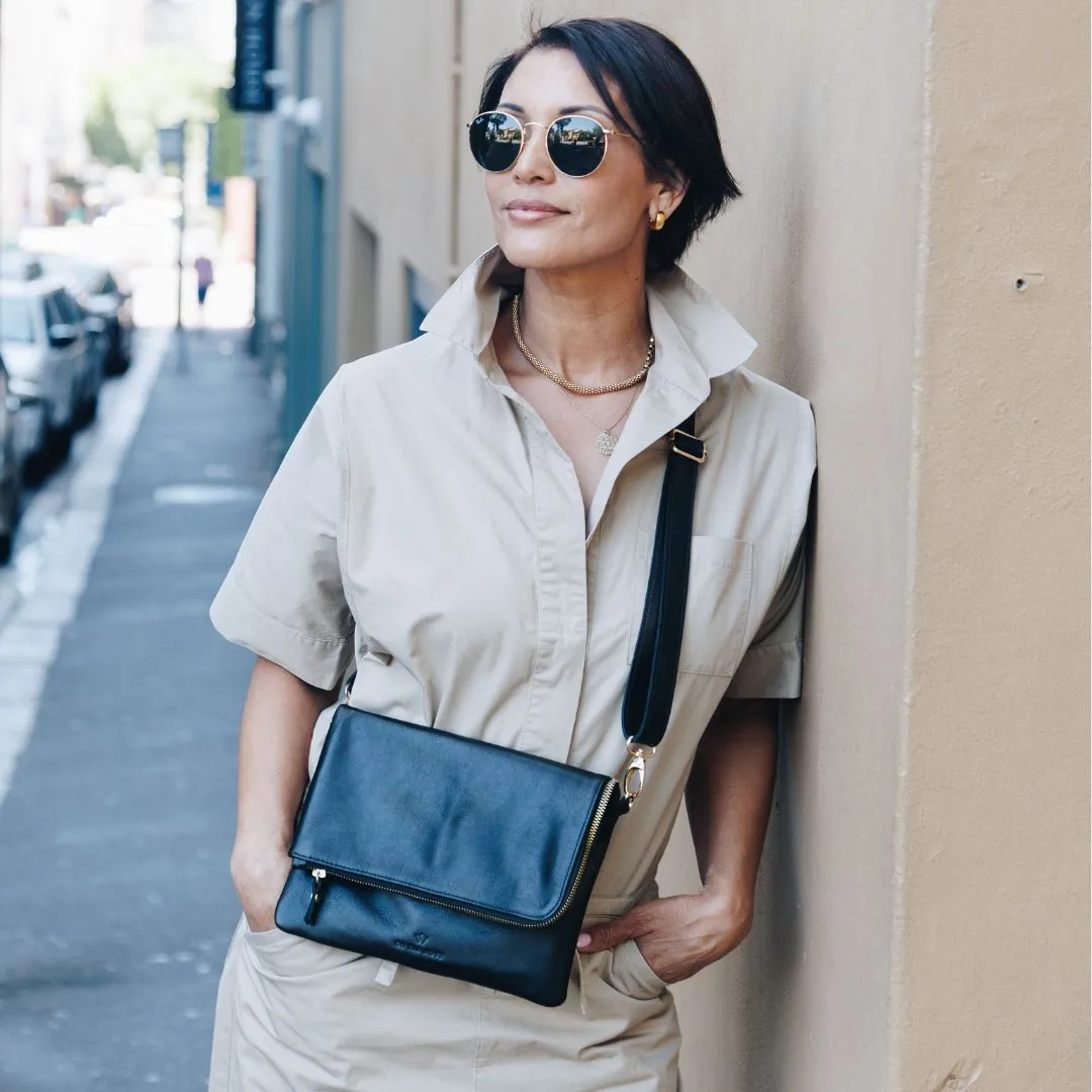 Black Convertible Laptop Bag (w Gold Fittings)