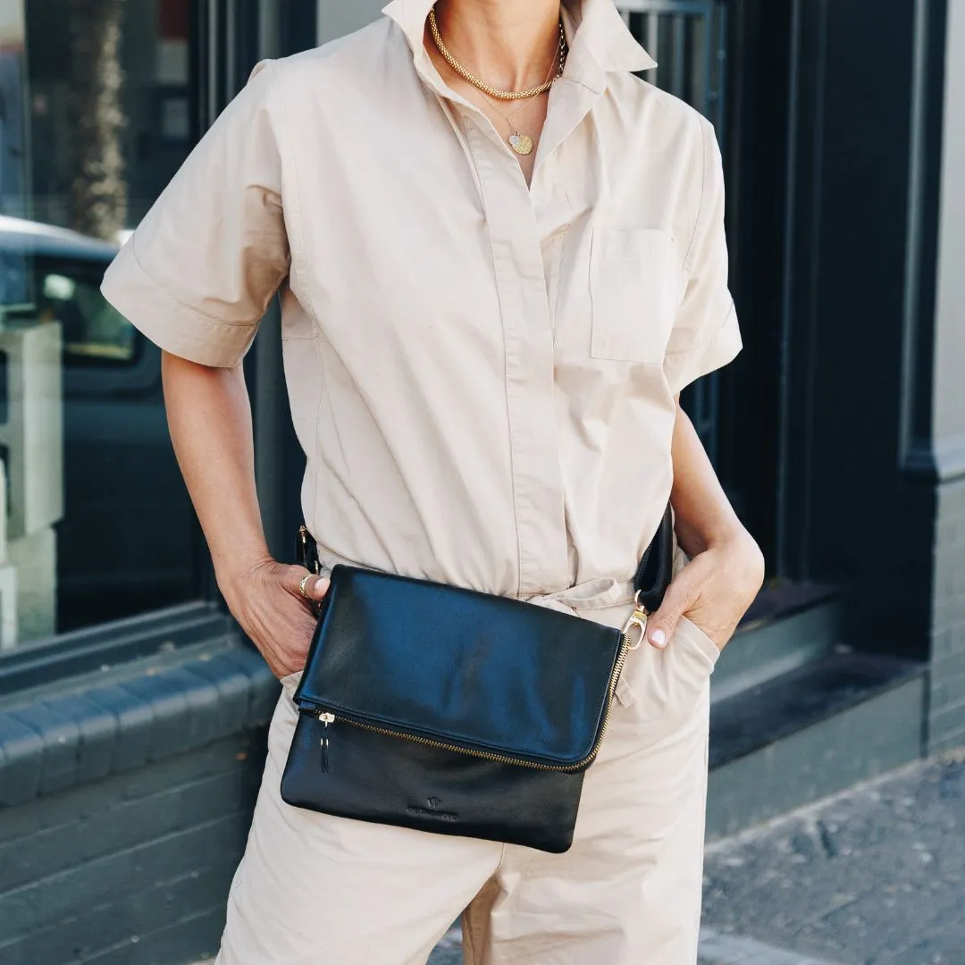 Black Convertible Laptop Bag (w Gold Fittings)