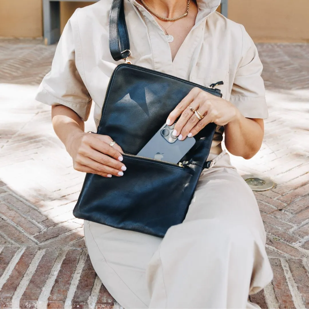 Black Convertible Laptop Bag (w Gold Fittings)