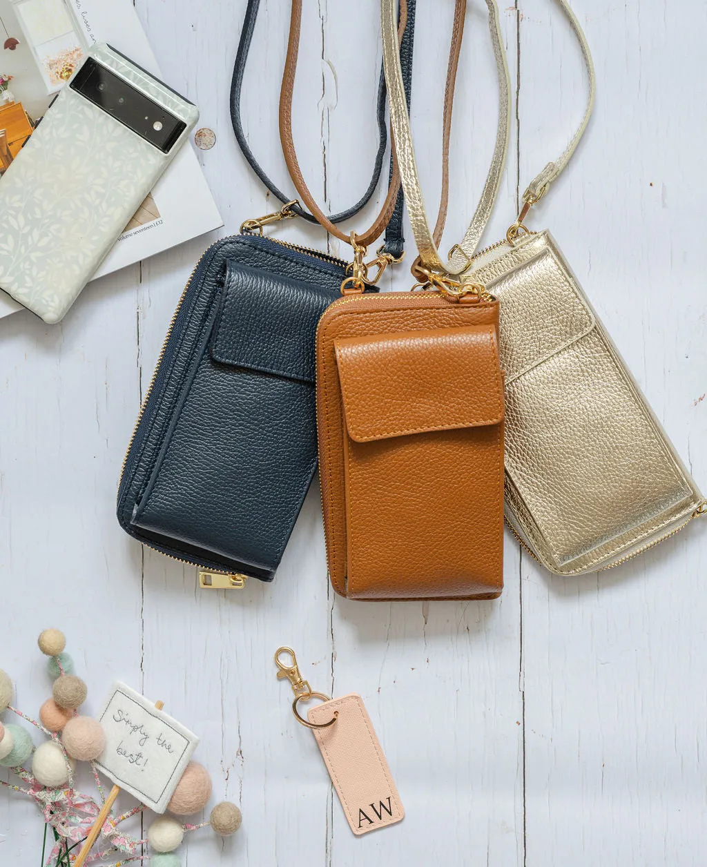 Black Leather Purse / Phone Crossbody