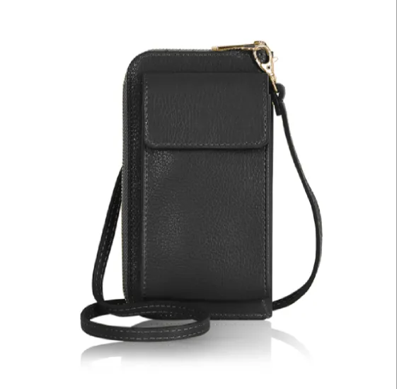 Black Leather Purse / Phone Crossbody