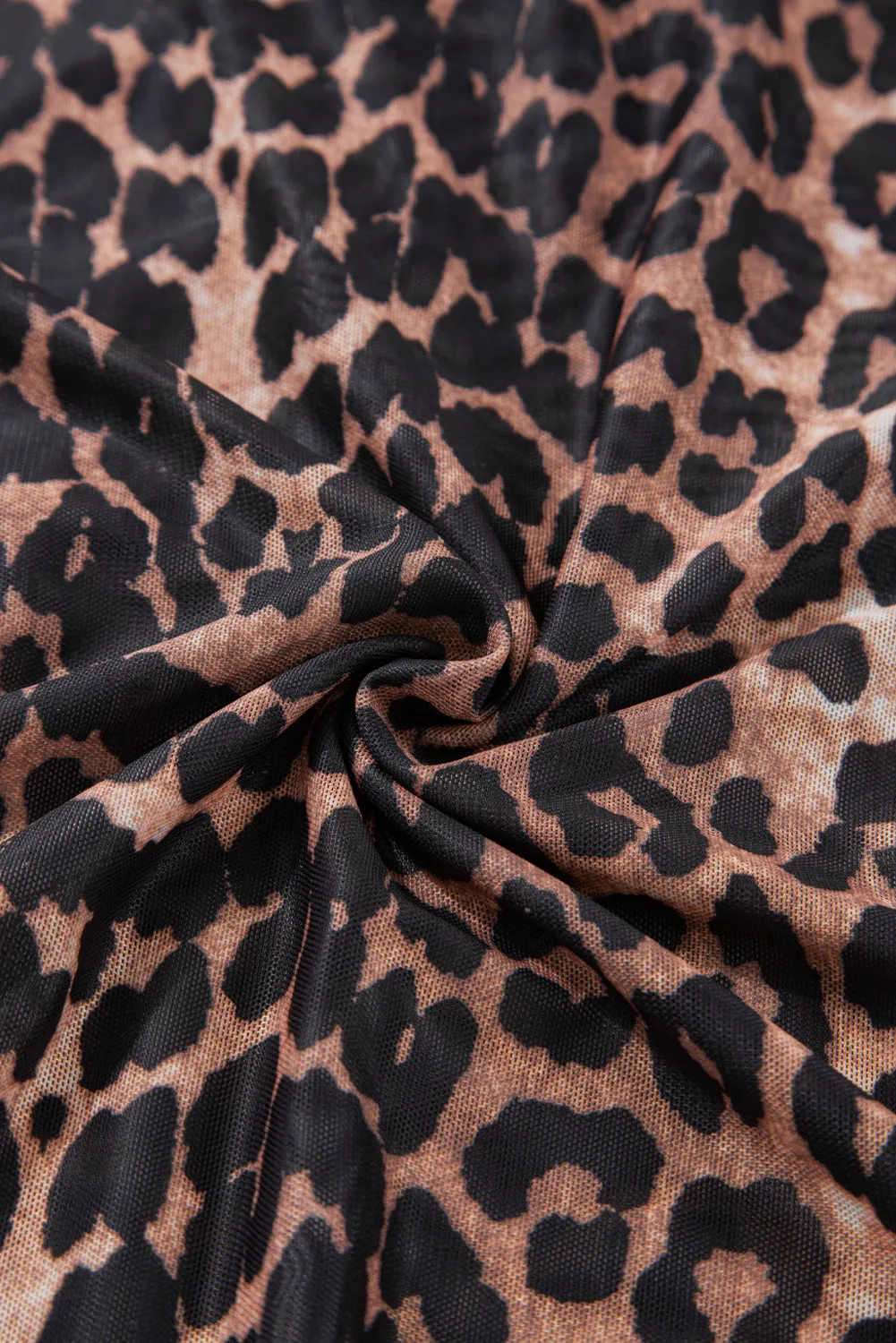 Black Leopard Wrapped V Neck Slim Short Sleeve Top