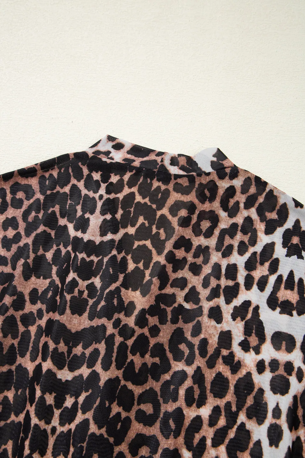 Black Leopard Wrapped V Neck Slim Short Sleeve Top