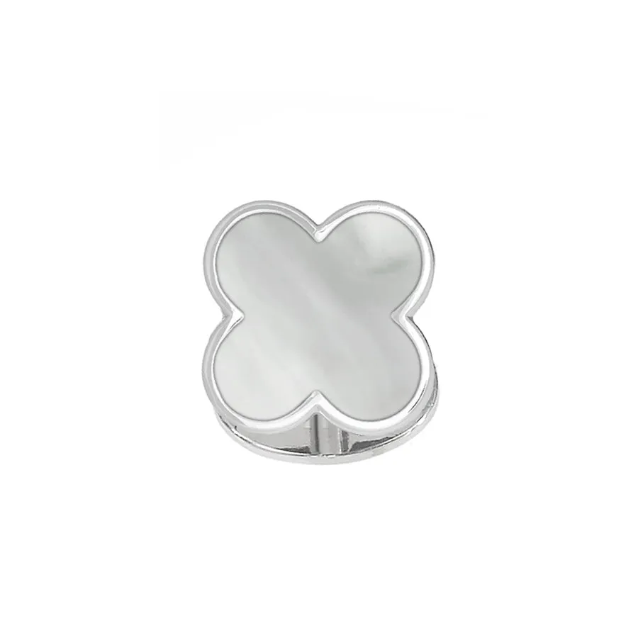 Black Onyx or White Mother of Pearl  Clover SINGLE Tuxedo Stud