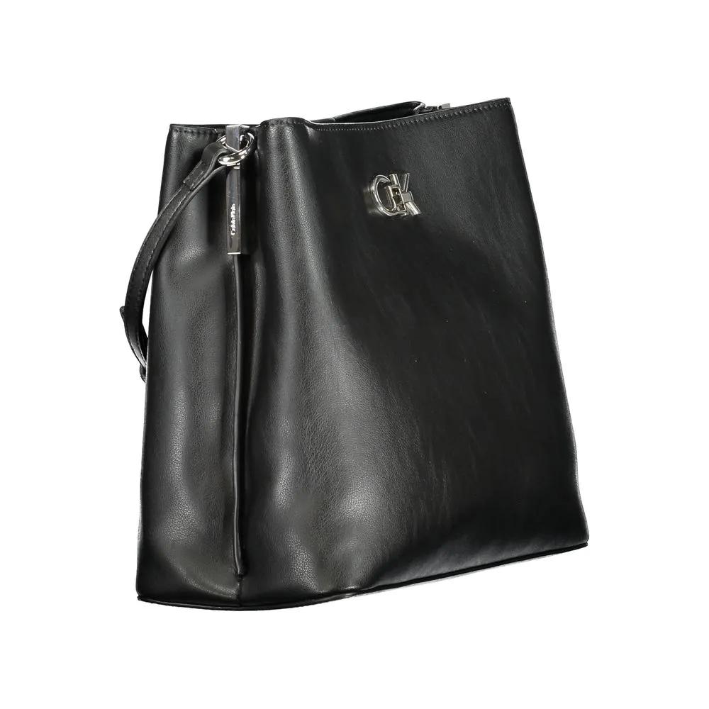 Black Polyester Women Handbag