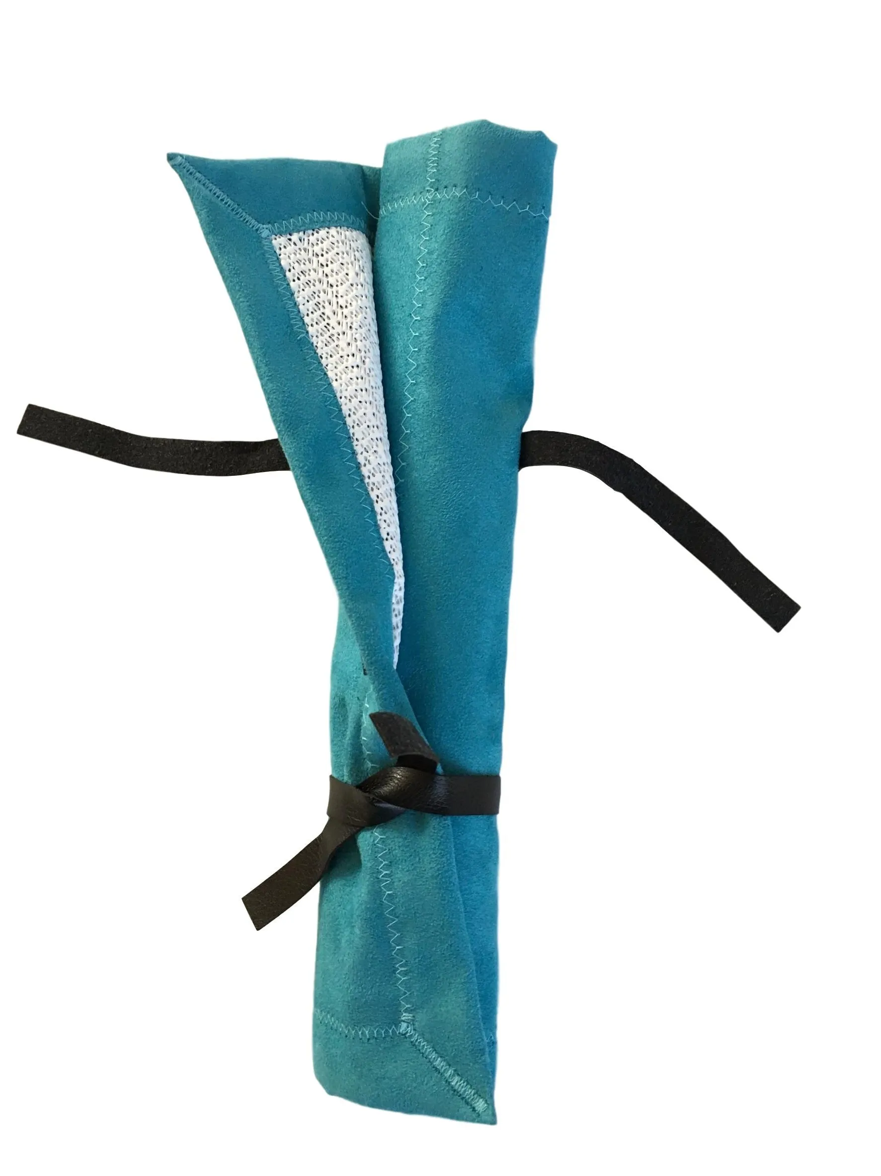 Blingzy® Jewelry Travel Roll - Faux Suede AQUA BELLA with  White Liner