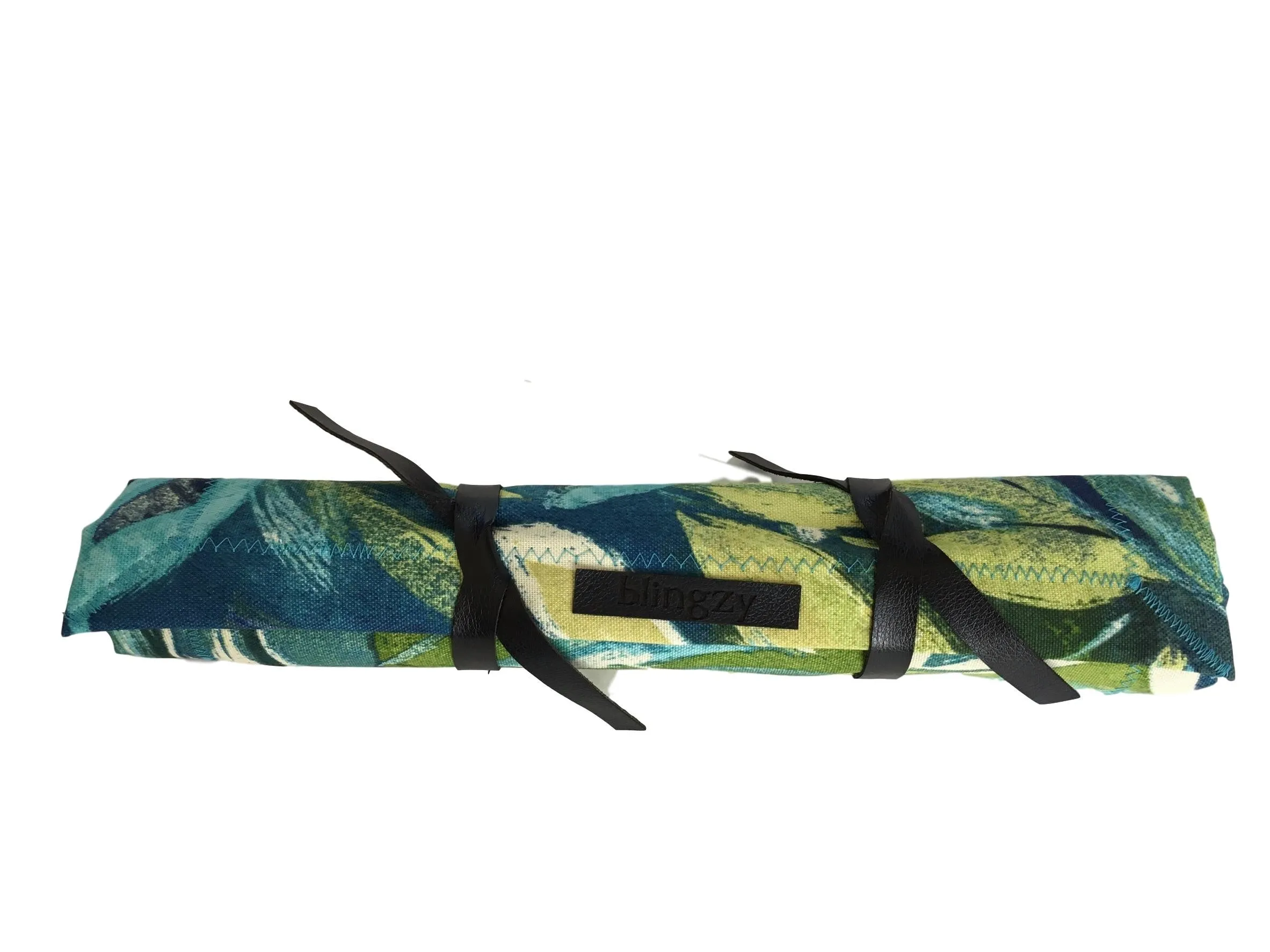 Blingzy® Jewelry Travel Roll - TROPICAL TWILIGHT with Blue Liner