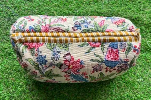 Block Print Cosmetic Bag Cotton Quilted Vintage Bag Wedding