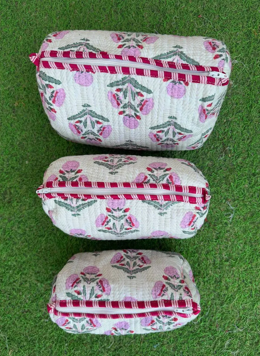 Blossom Cotton Quilted Pouches