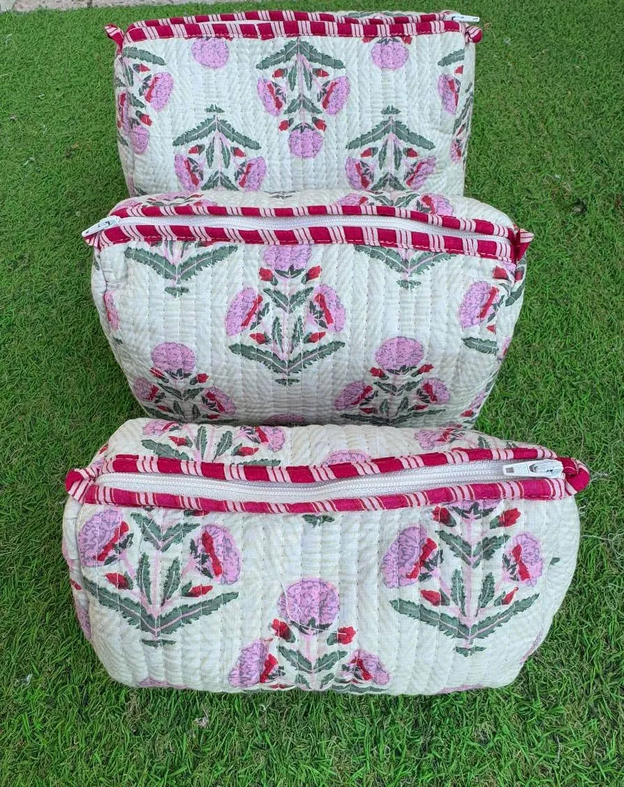 Blossom Cotton Quilted Pouches