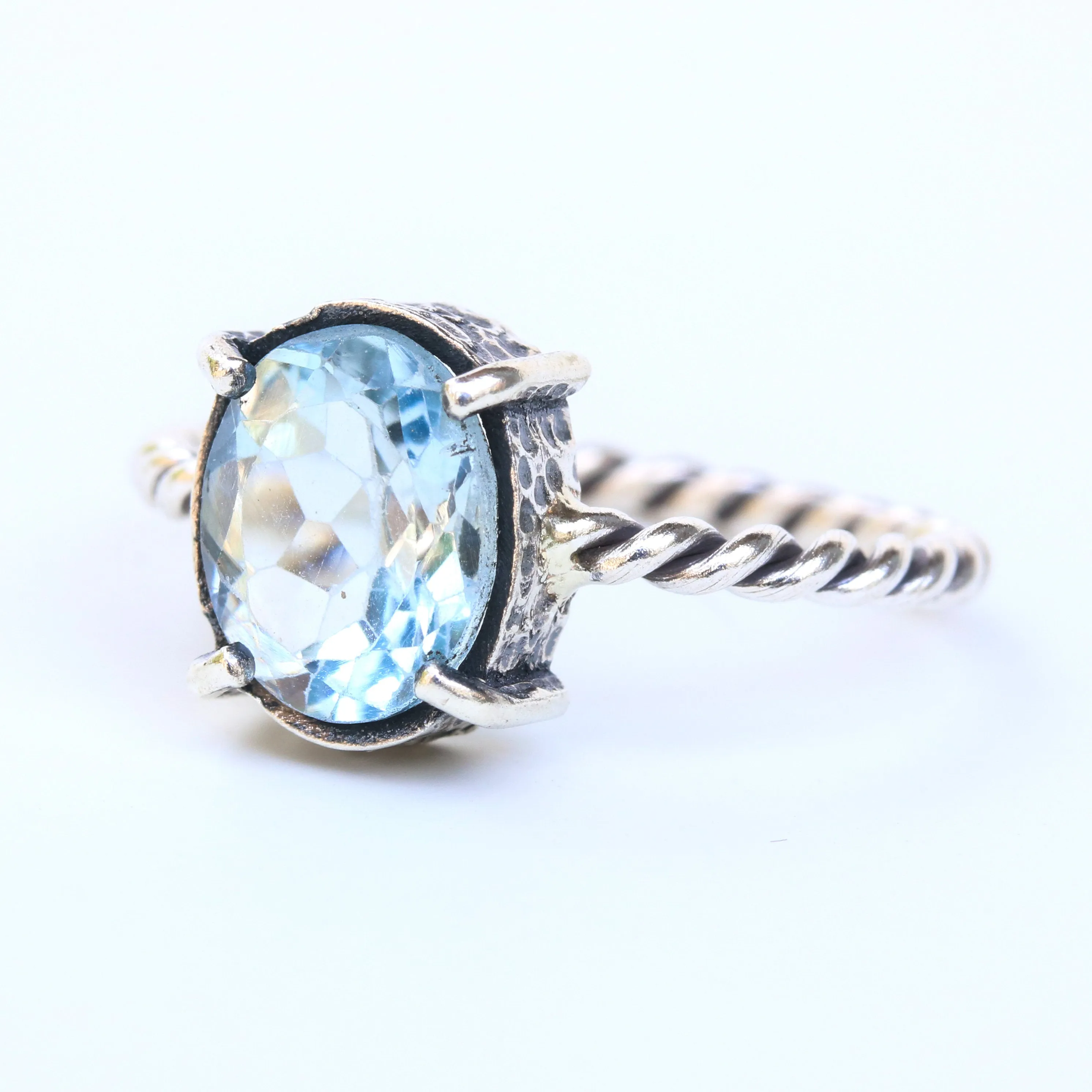 Blue topaz ring, Swiss blue topaz ring silver gemstone ring, November birthstone ring, Silver statement ring, Silver jewellery