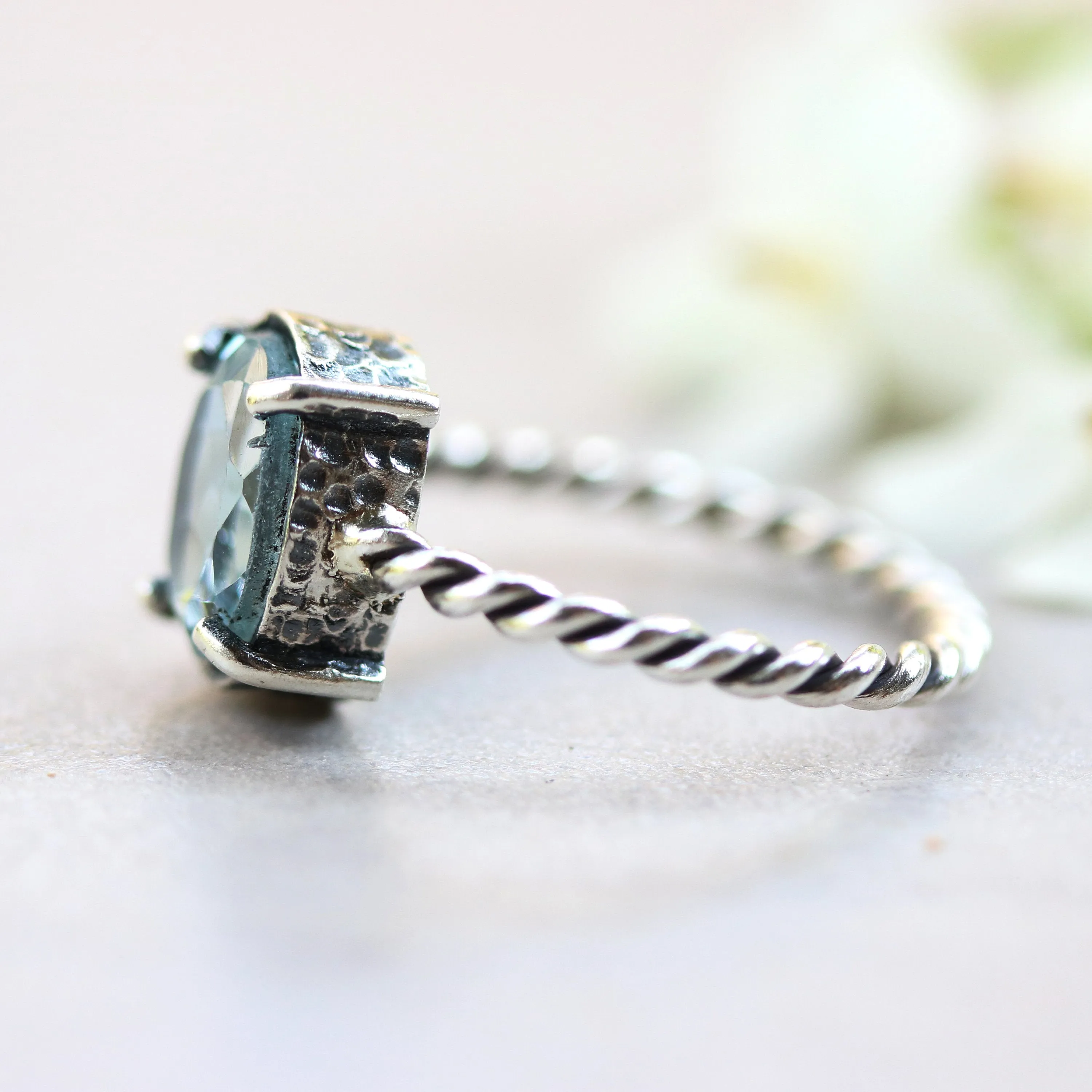 Blue topaz ring, Swiss blue topaz ring silver gemstone ring, November birthstone ring, Silver statement ring, Silver jewellery