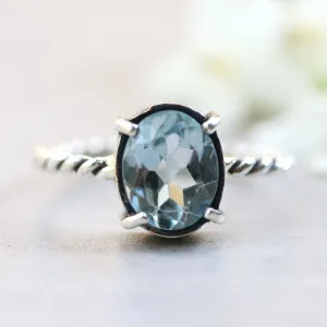 Blue topaz ring, Swiss blue topaz ring silver gemstone ring, November birthstone ring, Silver statement ring, Silver jewellery