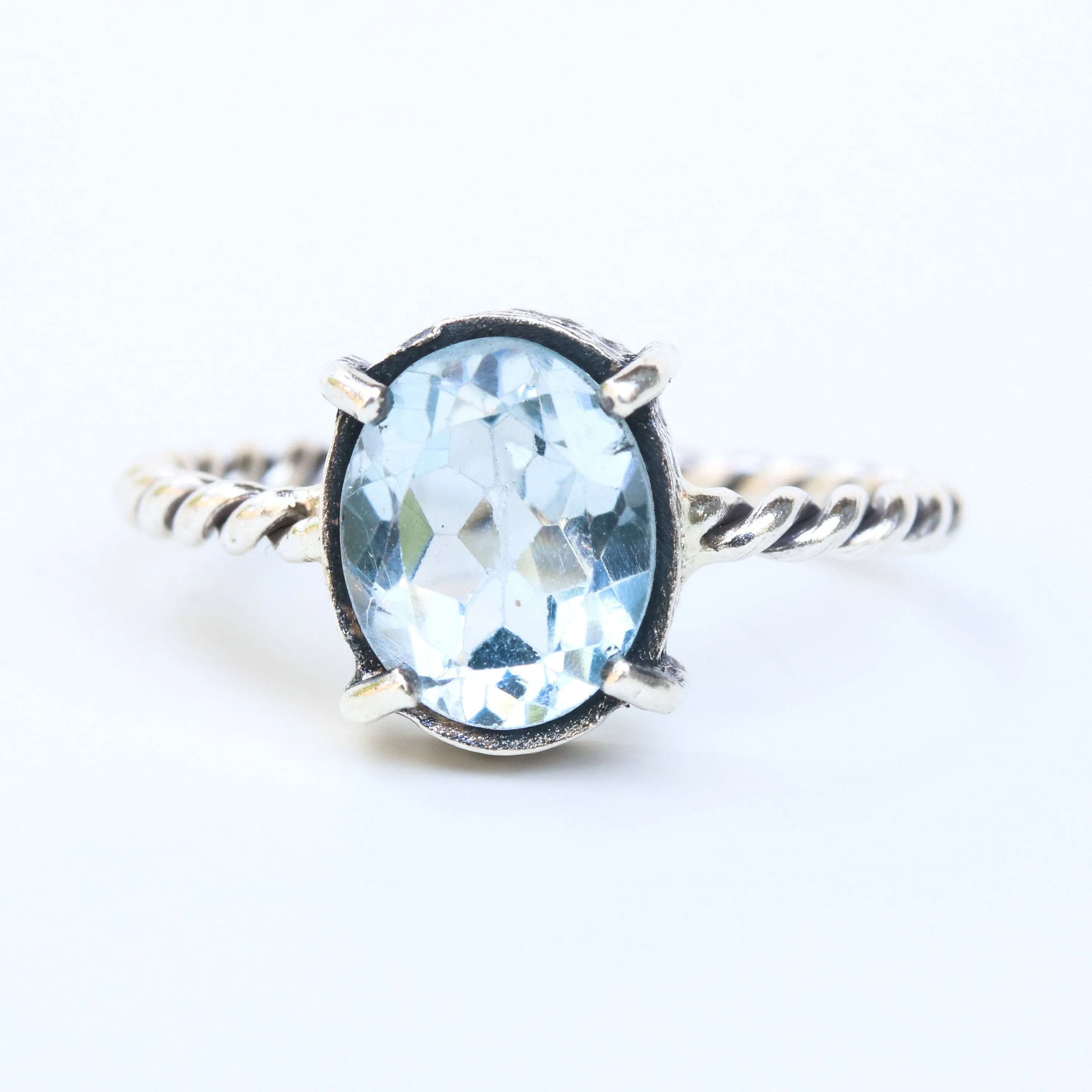 Blue topaz ring, Swiss blue topaz ring silver gemstone ring, November birthstone ring, Silver statement ring, Silver jewellery