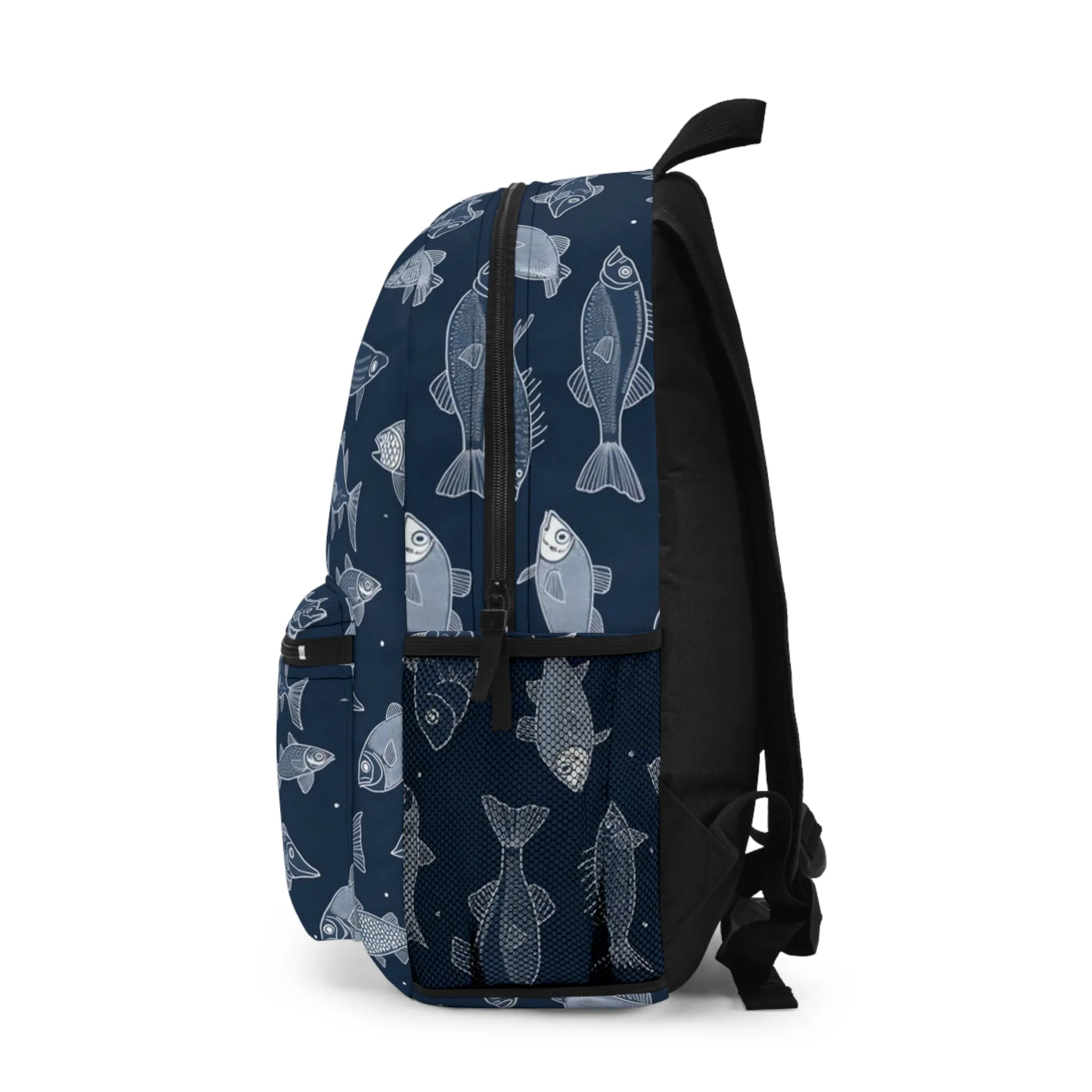 Blue White Fish Kids Backpack Book Bag School Accessories