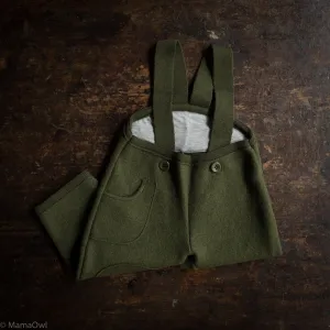 Boiled Merino Wool Pocket Dungarees - Olive