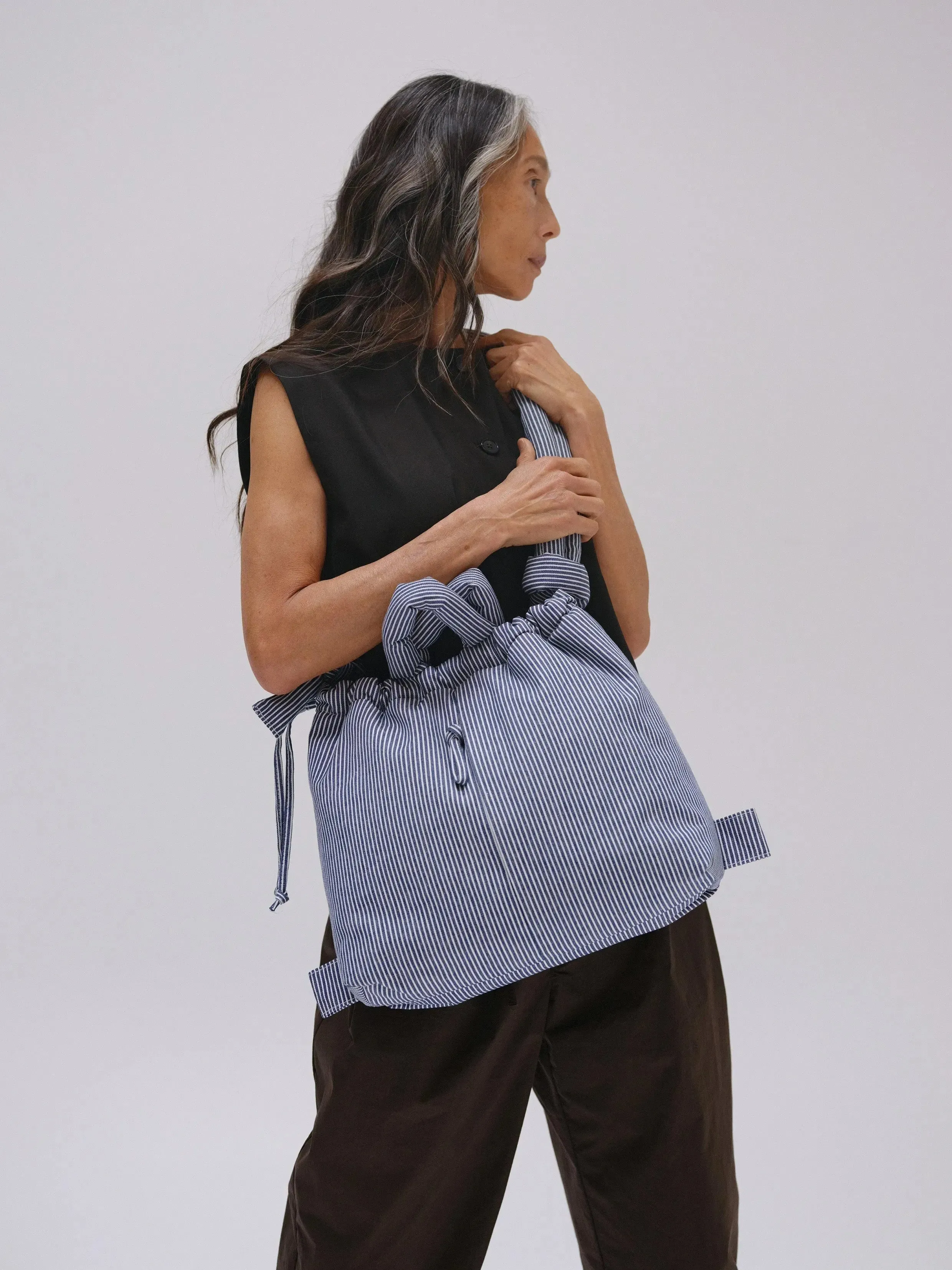 Bolso Mochila ÖLEND Ona Cotton Soft Bag Navy Stripes