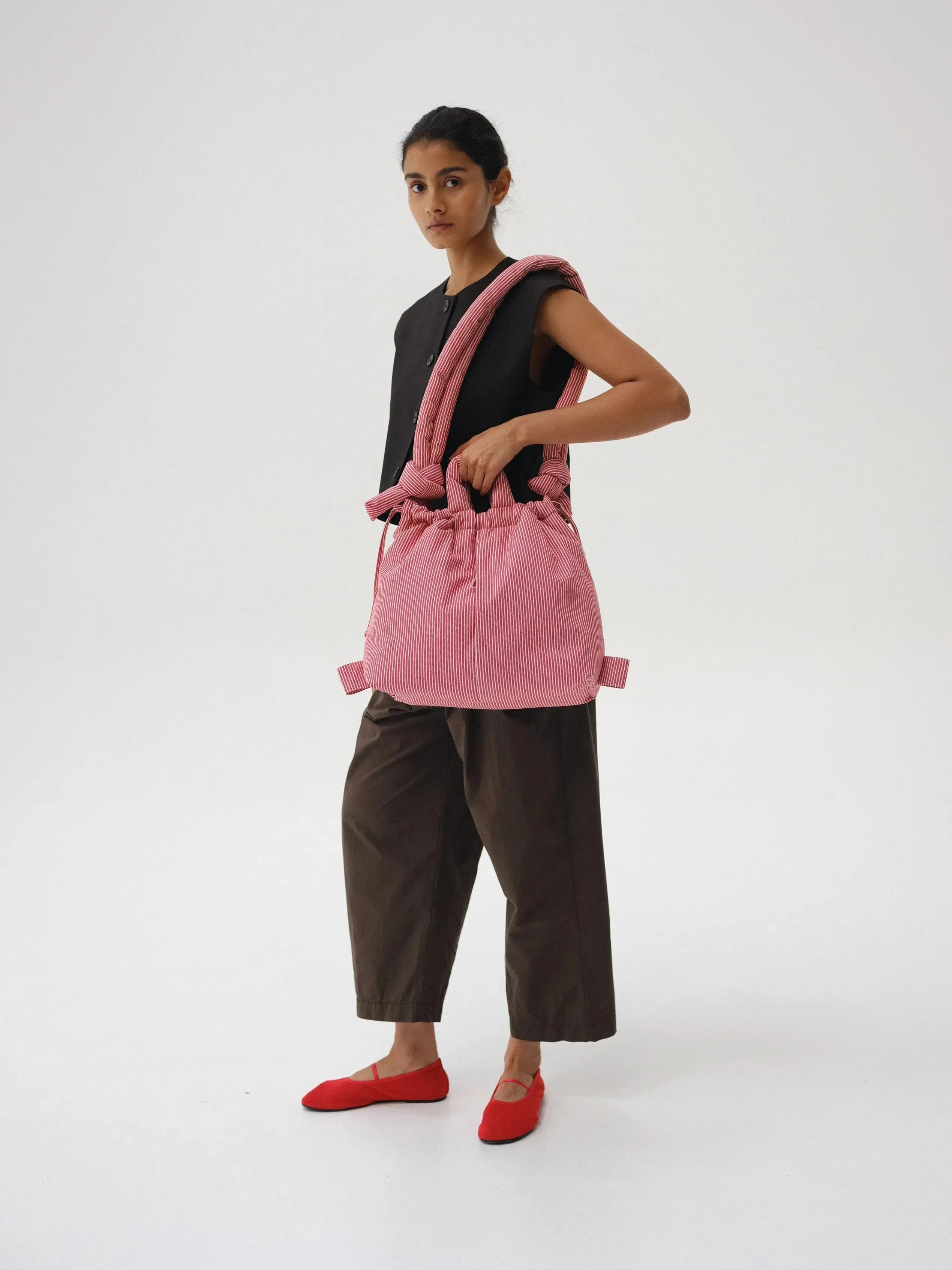 Bolso Mochila ÖLEND Ona Cotton Soft Bag Red Stripes