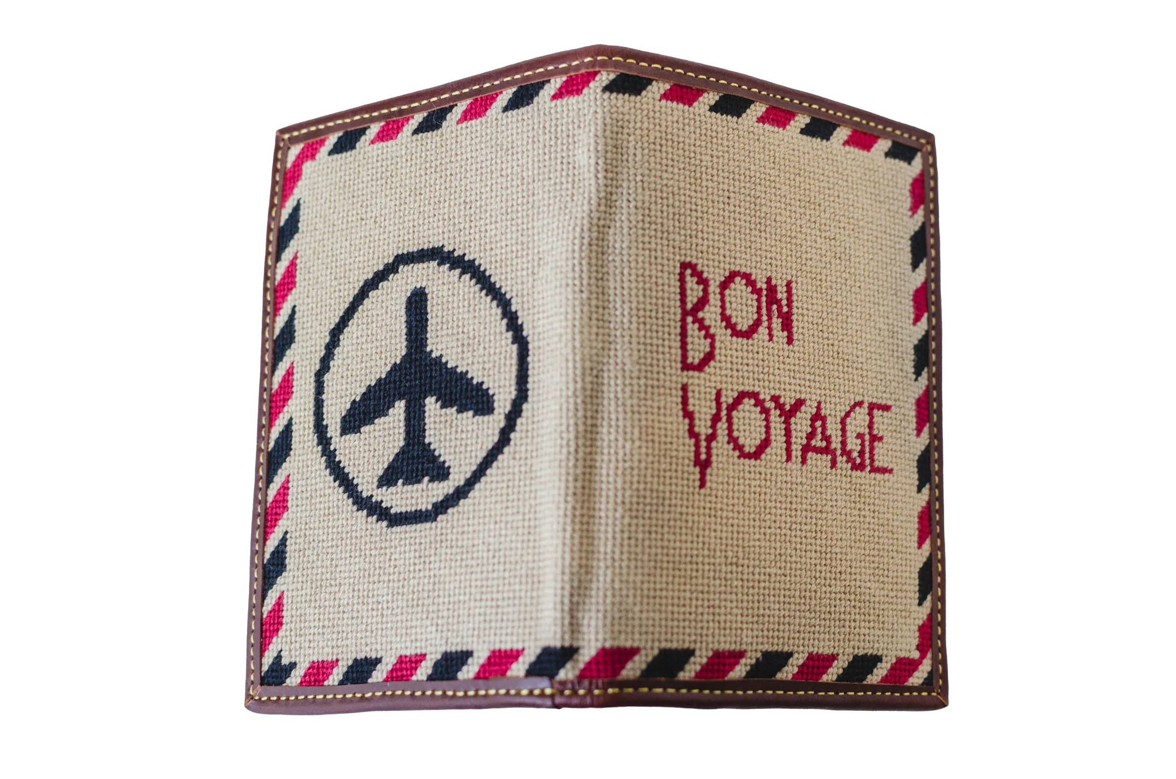 Bon Voyage Needlepoint Passport Case