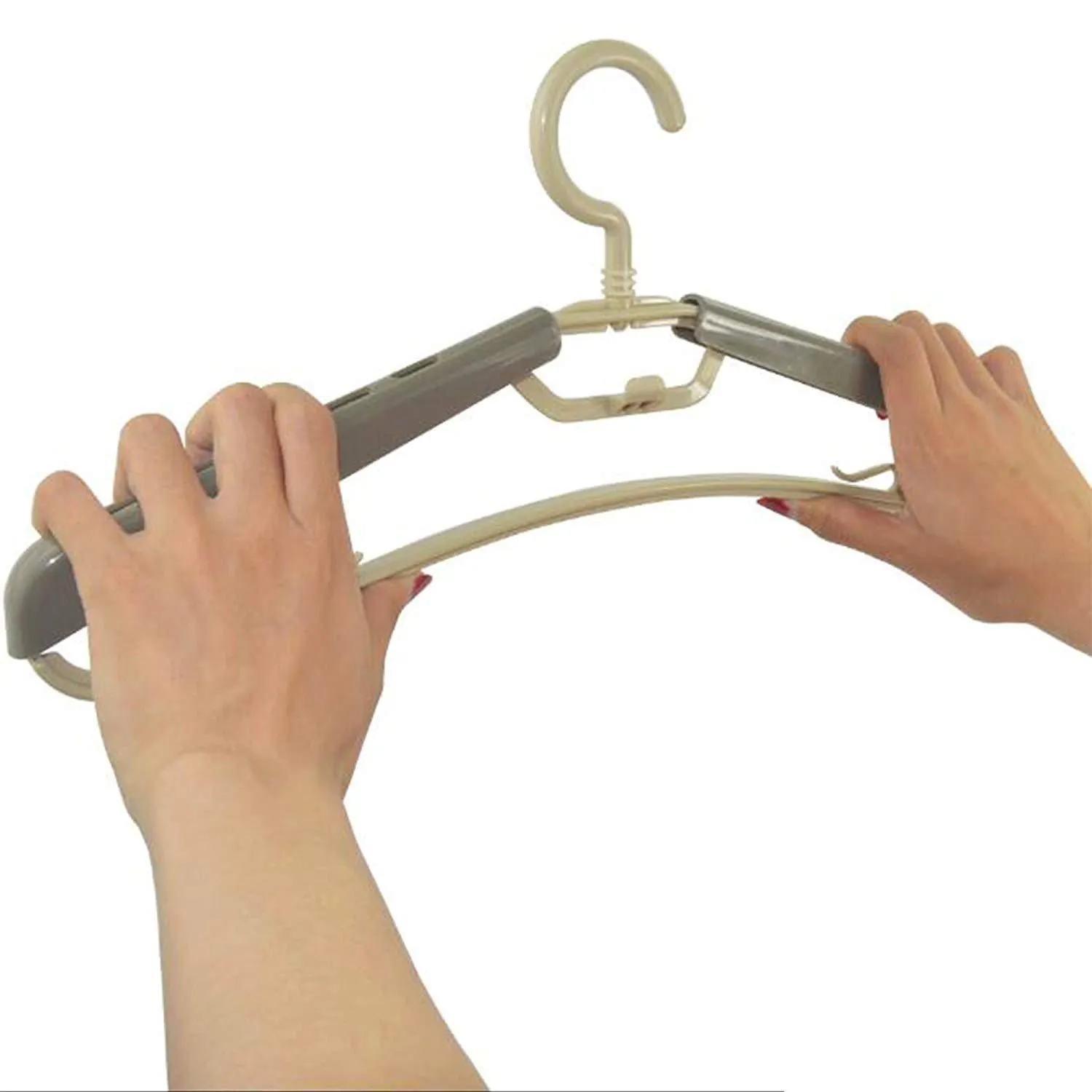 BonDream 6-Pack Heavy Duty Plastic Extra-Wide Arm 15"-23"Suits Clothes Hangers with Swivel Hooks,Perfect for Coat,Jacket,Dress,Shirt,Trousers or closet space saving,Grey&Tan