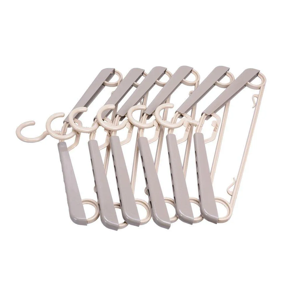 BonDream 6-Pack Heavy Duty Plastic Extra-Wide Arm 15"-23"Suits Clothes Hangers with Swivel Hooks,Perfect for Coat,Jacket,Dress,Shirt,Trousers or closet space saving,Grey&Tan