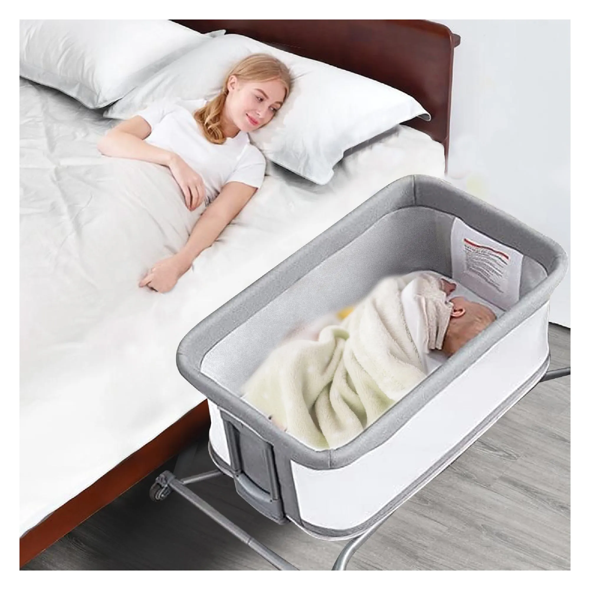 Borncerella bassinets model a 2 in 1 for newborn baby, gray