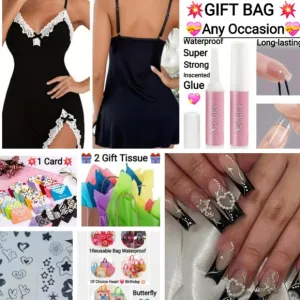 Brand New 🔥 Sexy Black/White Lace Lingerie W/G-String, Nails, Etc. Gift Bag 💝