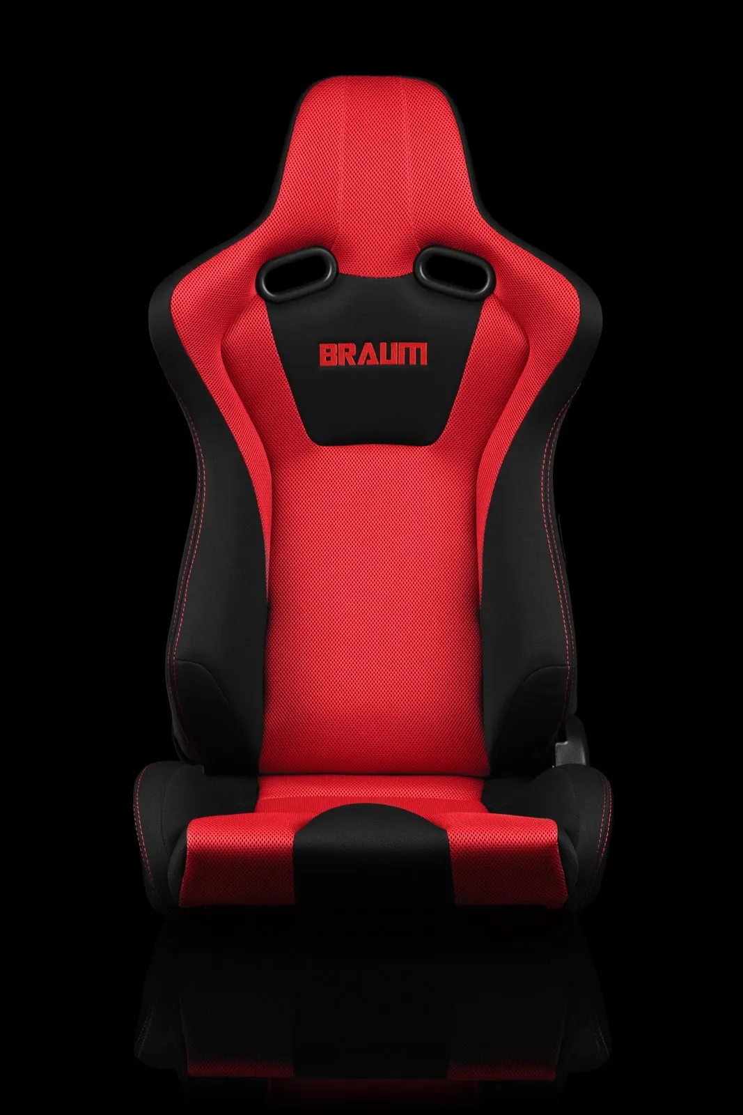Braum Venom Series Sport Seats - Black and Red Cloth / Red Stitching (PAIR)
