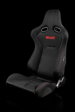 Braum Venom Series Sport Seats - Black Cloth / Red Stitching (PAIR)